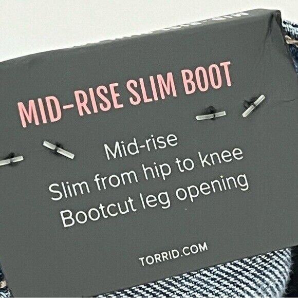 NWT Torrid 24T Slim Boot mid rise Jean Medium Wash tall long 0635 distressed - Picture 11 of 13